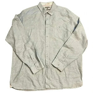TED BAKER LONDON DRESS SHIRT Men’s Size 7 3XL Linen Blend Blue Button Down Print